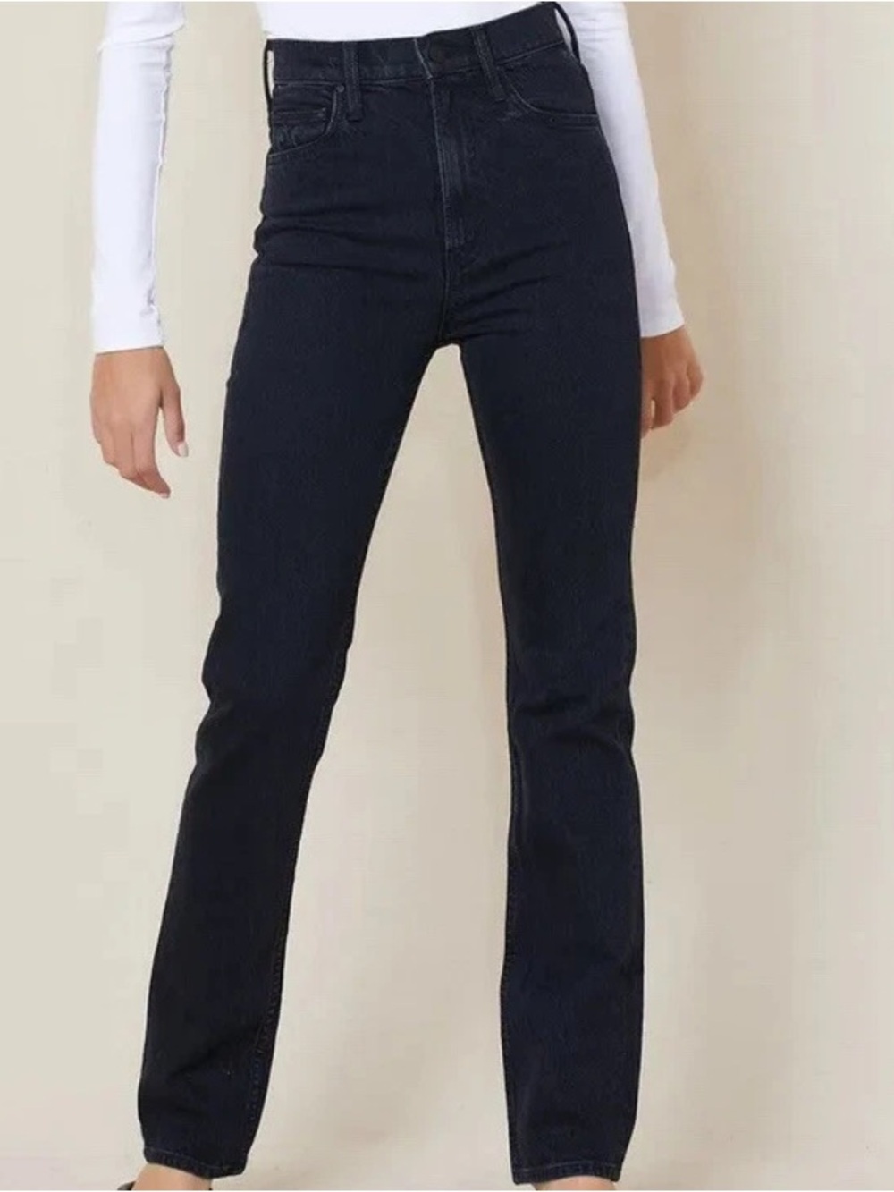 Mother Superior The Rider Skimp High Rise Straight Jeans Black 27